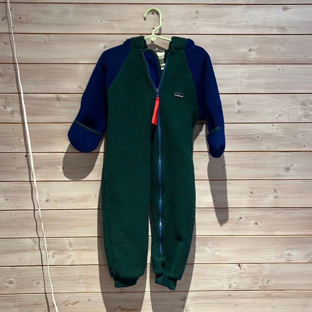 LL Bean one piece hooded fleece suit